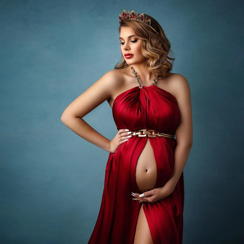 Photography Club - Robe en Satin Rouge pour Séance
